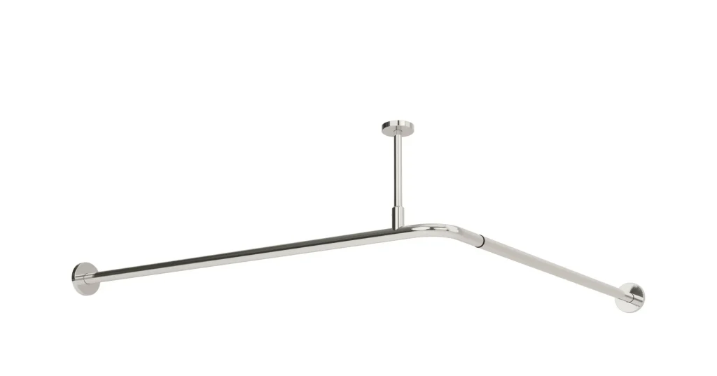 L Shaped Curtain Rail with Integrated Ceiling Stay