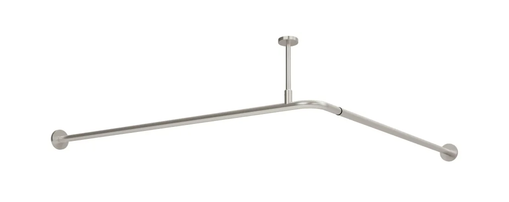 L Shaped Curtain Rail with Integrated Ceiling Stay