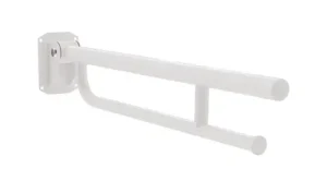 Friction Hinged Support Rail with Towel Rail & Toilet Roll Holder white