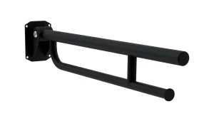 Friction Hinged Support Rail with Towel Rail & Toilet Roll Holder black